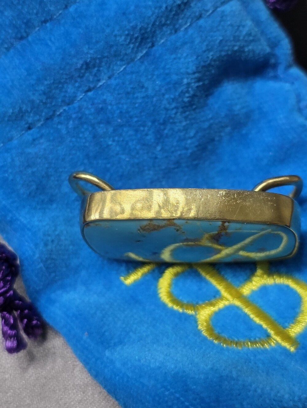 Becky Thatcher Sterling Silver Turquoise Wrapped In 18kt Gold Bracelet - Picture 4 of 8
